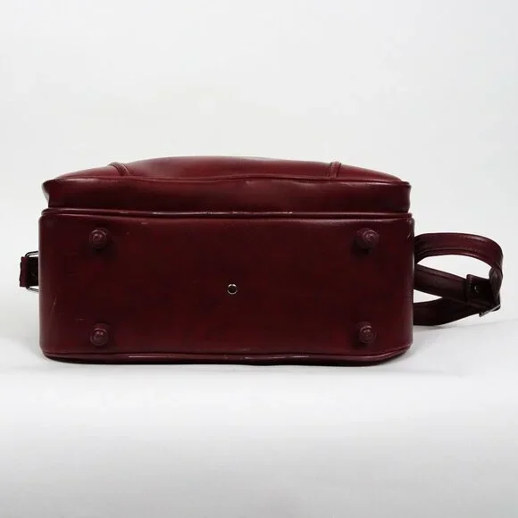 Vintage Airway Faux Leather Maroon Travel Shoulder Bag Carry On Luggage Retro - Picture 6 of 6